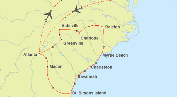 Georgia & die Carolinas Routenvorschlag