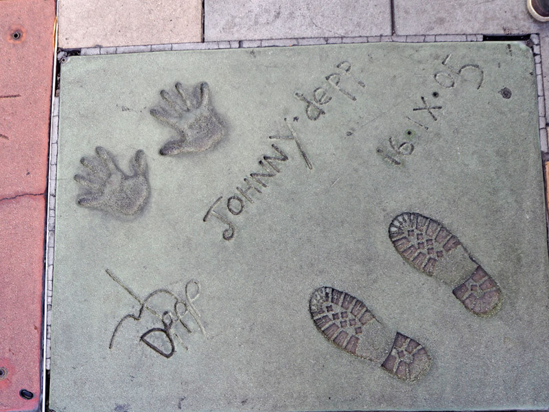 TCL Chinese Theatre Eingang Fußabdrücke Johnny Deep