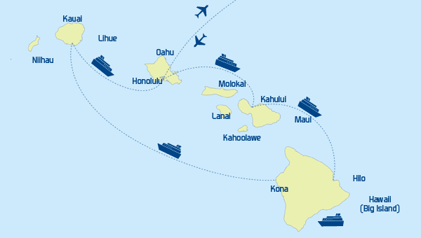 Routenverlauf der Hawaii Kreuzfahrt