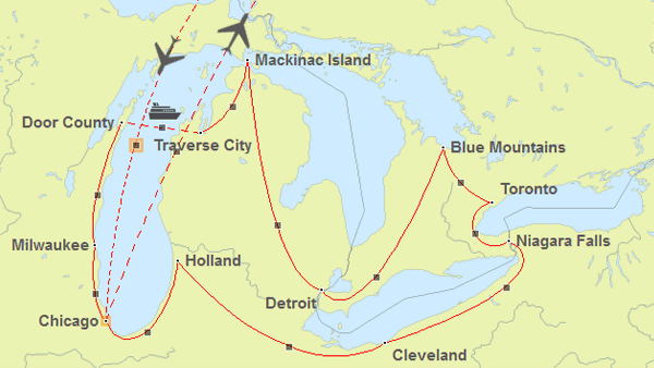 Great Lakes Rundreise Routenvorschlag