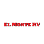 Rotes Schriftlogo „ELMONTE RV“ auf schwarzem Hintergrund, klar erkennbar mit dem Markenname El-Monte und markanter Typografie.