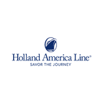 Blaues Holland-America-Line Logo mit Emblem und Schriftzug, wie es bei Kreuzfahrten und USA-/Kanada-Reiseangeboten verwendet wird.