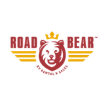 Das rot-gelbe Road Bear Camper Logo zeigt einen Bärenkopf und stilisierte Linien, klar erkennbar für Wohnmobil & Camper-Reisen.